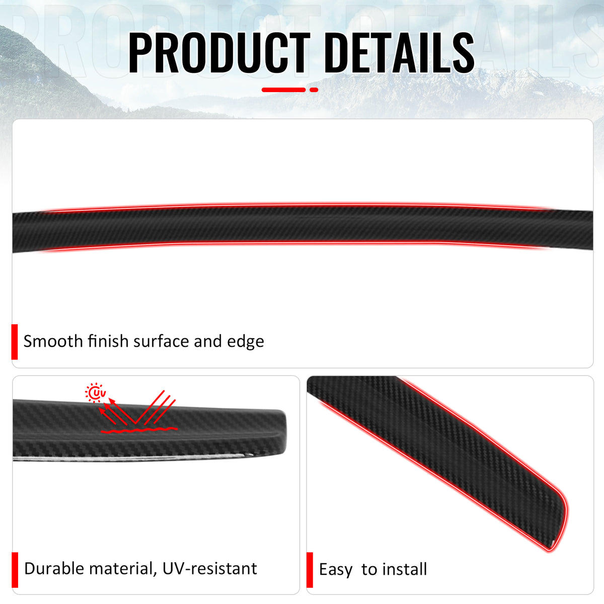 Fits 97-03 BMW 5 Series E39 M5 IKON Rear Trunk Spoiler ABS Carbon Fiber Print