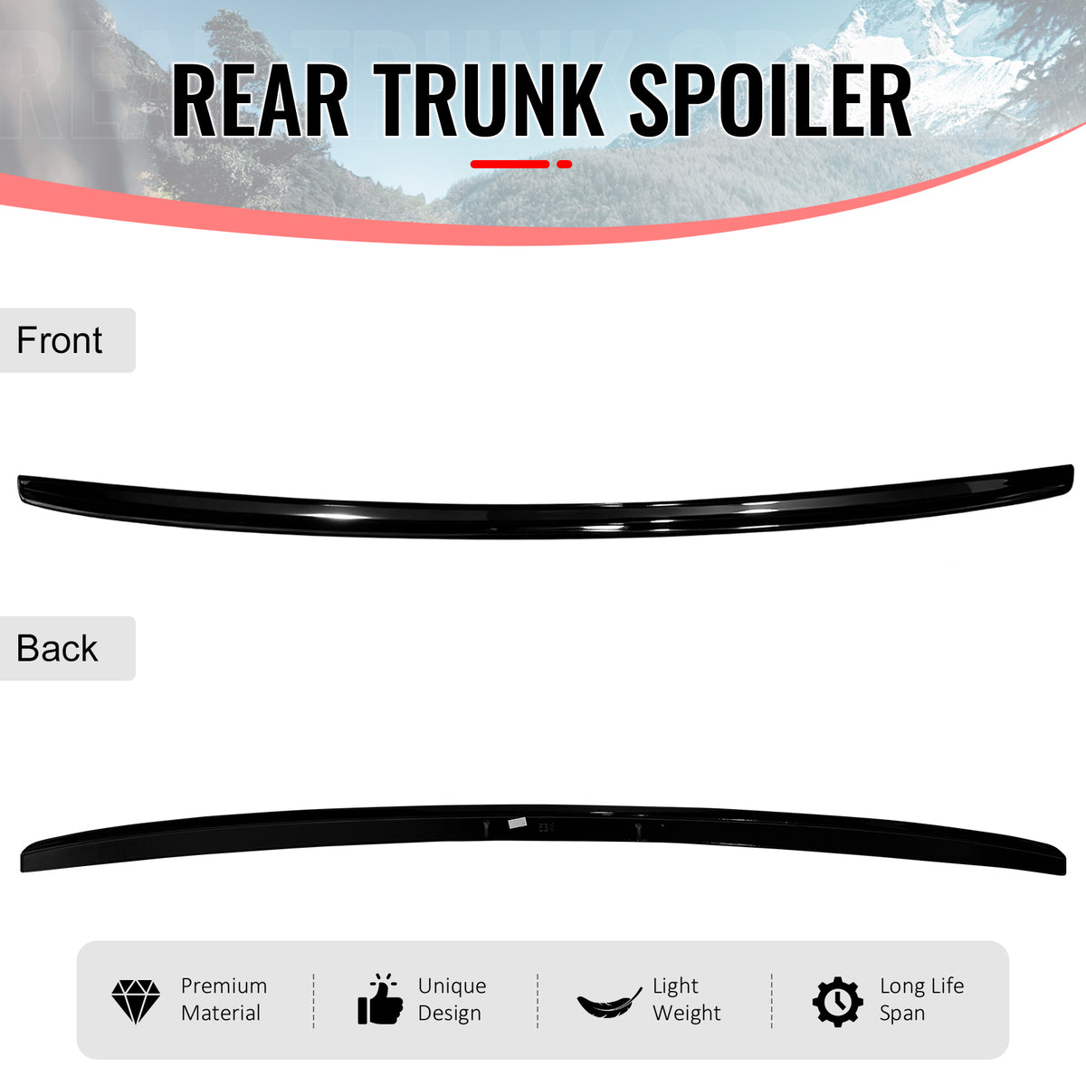 Fits 97-03 BMW 5 Series E39 M5 IKON Gloss Black Duckbill Rear Trunk Spoiler ABS
