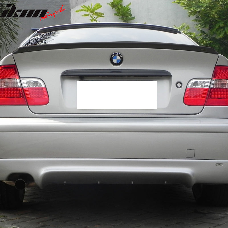 Trunk Spoiler Compatible With 1999-2005 BMW 3 Series, AC Style Matte Black ABS Car Exterior Trunk Spoiler Rear Wing Tail Roof Top Lid by IKON MOTORSPORTS, 2000 2001 2003 2004