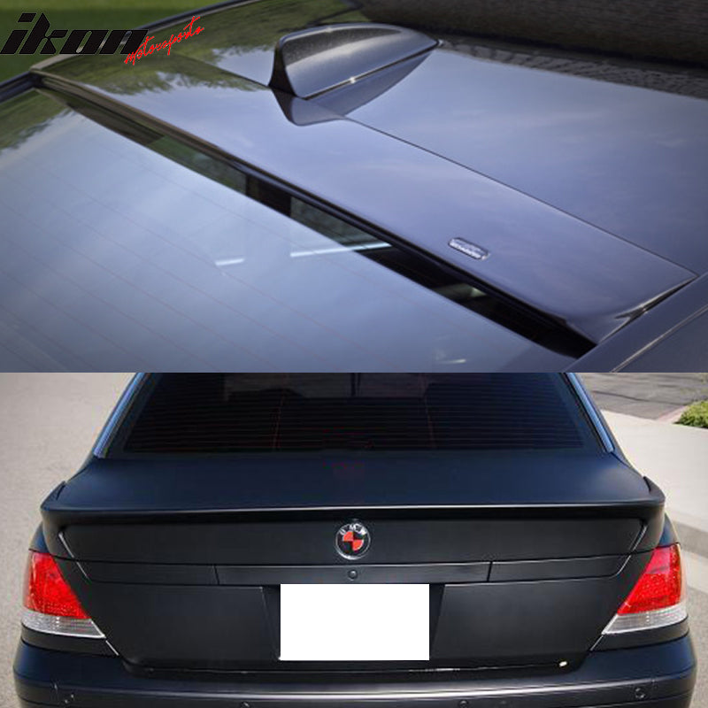 Trunk Spoiler Compatible With 2002-2005 BMW E65 7-Series, AC-S-Style PU Poly Urethane Rear Roof Spoiler Tail Deck Lid Bodykit by IKON MOTORSPORTS,  2003 2004