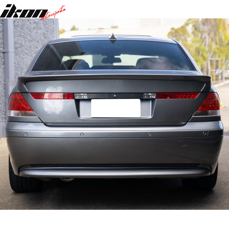 IKON MOTORSPORTS, Trunk Spoiler Compatible With 2002-2005 BMW E65 7-Series, AC-S Style Unpainted PU Rear Tail Deck Lip Wing, 2003 2004