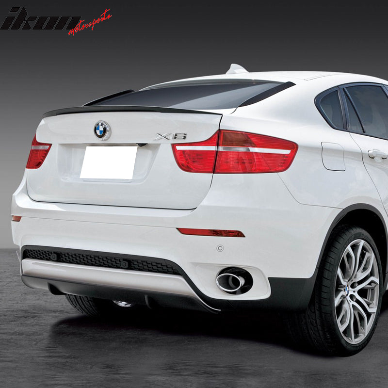 Pre-painted Trunk Spoiler Compatible With 2008-2014 BMW E71 X6, P Style Painted Matte Black ABS Trunk Boot Lip Spoiler Wing Add On Deck Lid By IKON MOTORSPORTS, 2009 2010 2011 2012