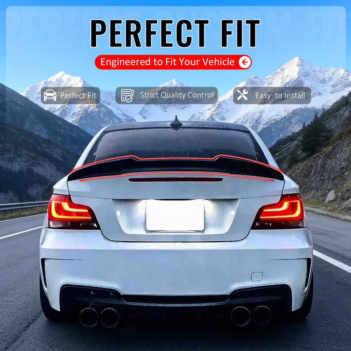 Fit 2008-2013 BMW E82 1 Series M Coupe Trunk Spoiler PSM Style