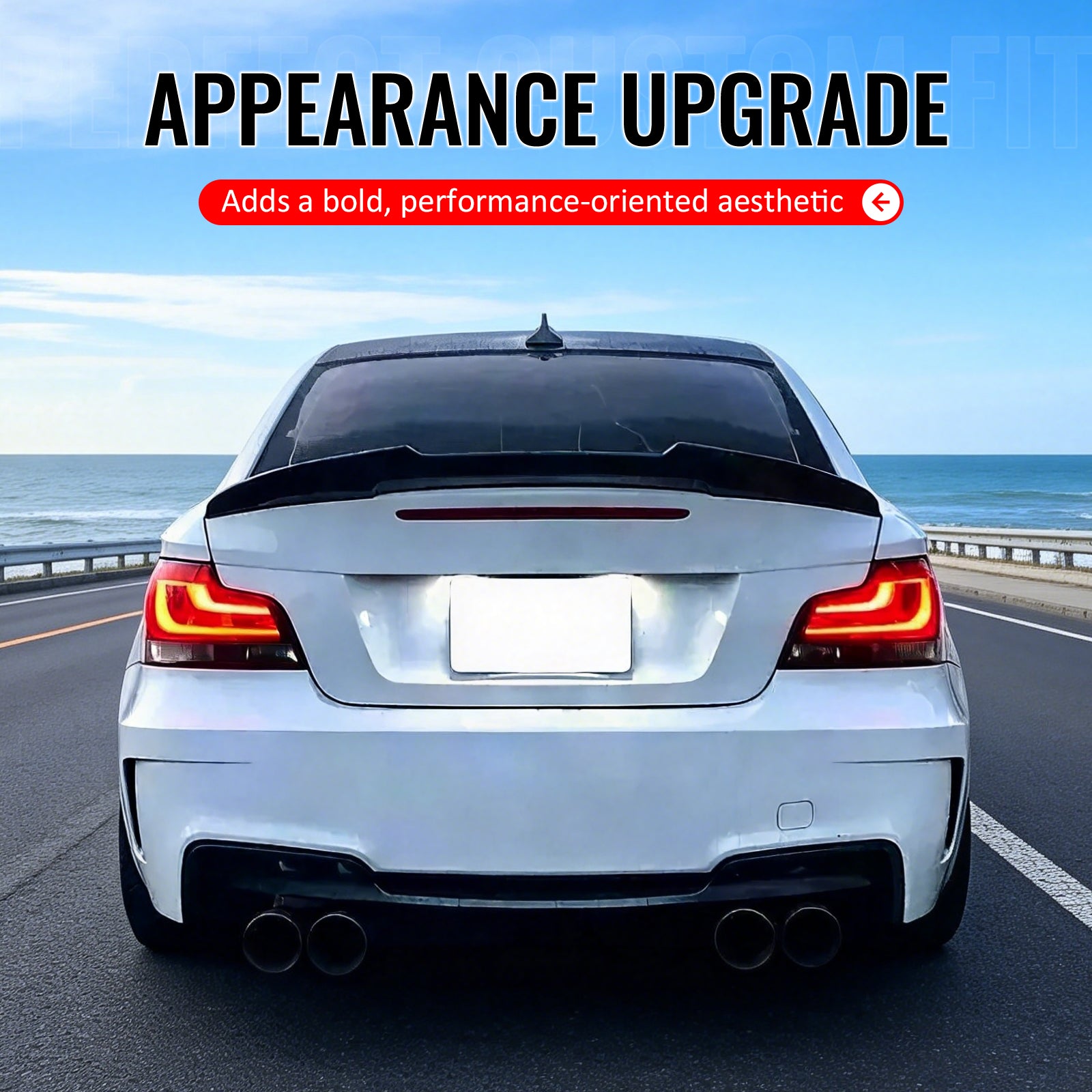 Fits 08-13 BMW E82 1-Series Coupe PSM Style Trunk Spoiler Wing Matte Black ABS