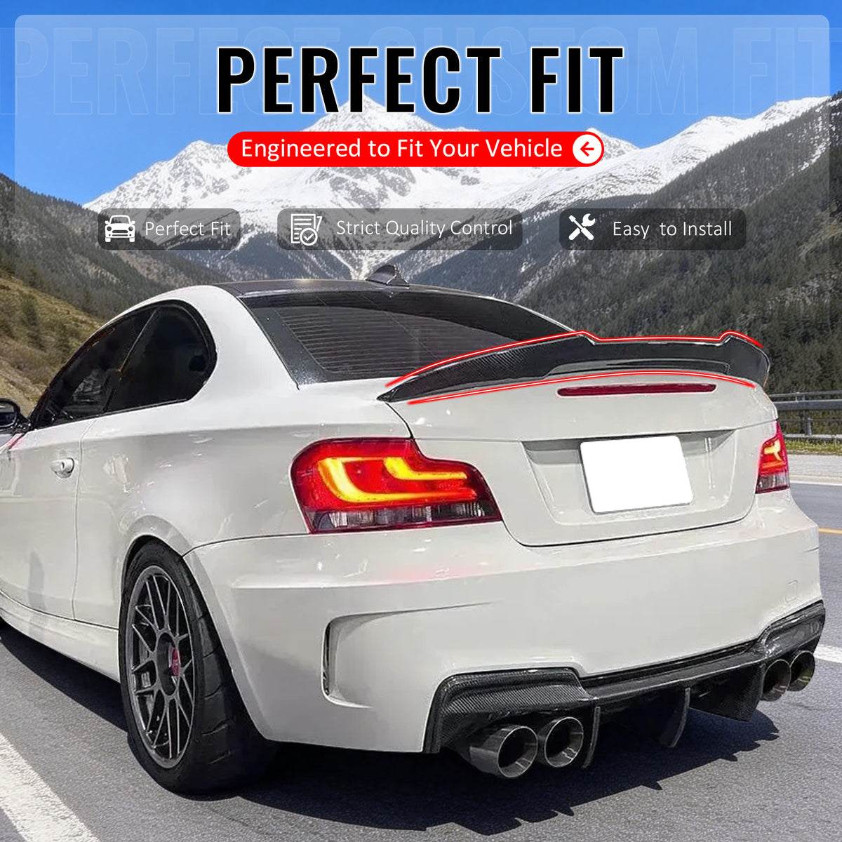 Fit 2008-2013 BMW E82 1 Series M Coupe Trunk Spoiler PSM Style