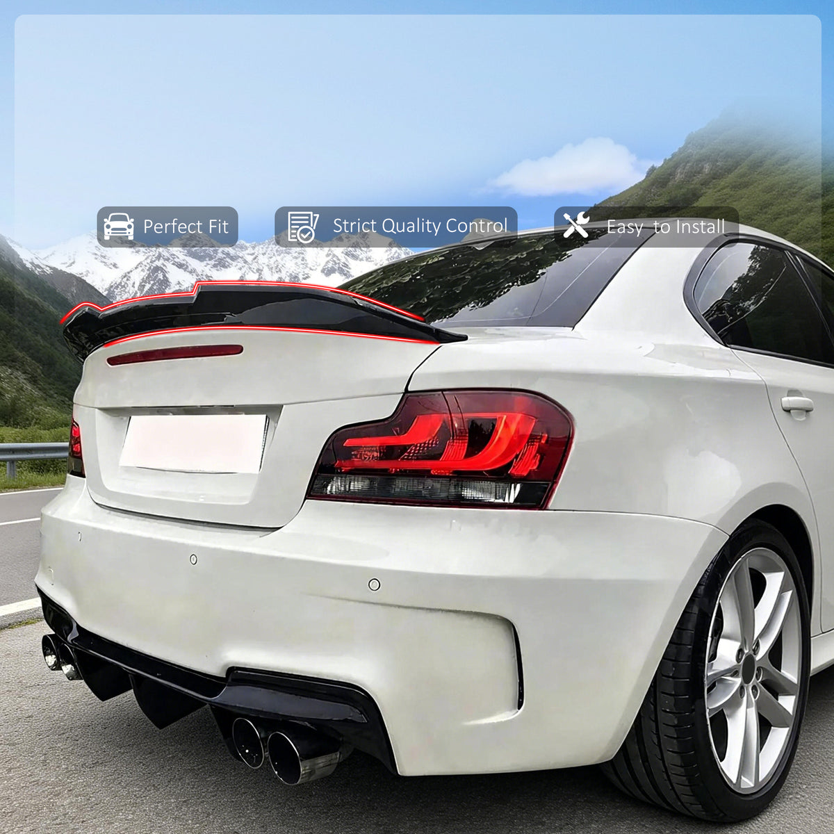 Fits 08-13 BMW E82 1-Series Coupe PSM Style Trunk Spoiler Wing Gloss Black ABS