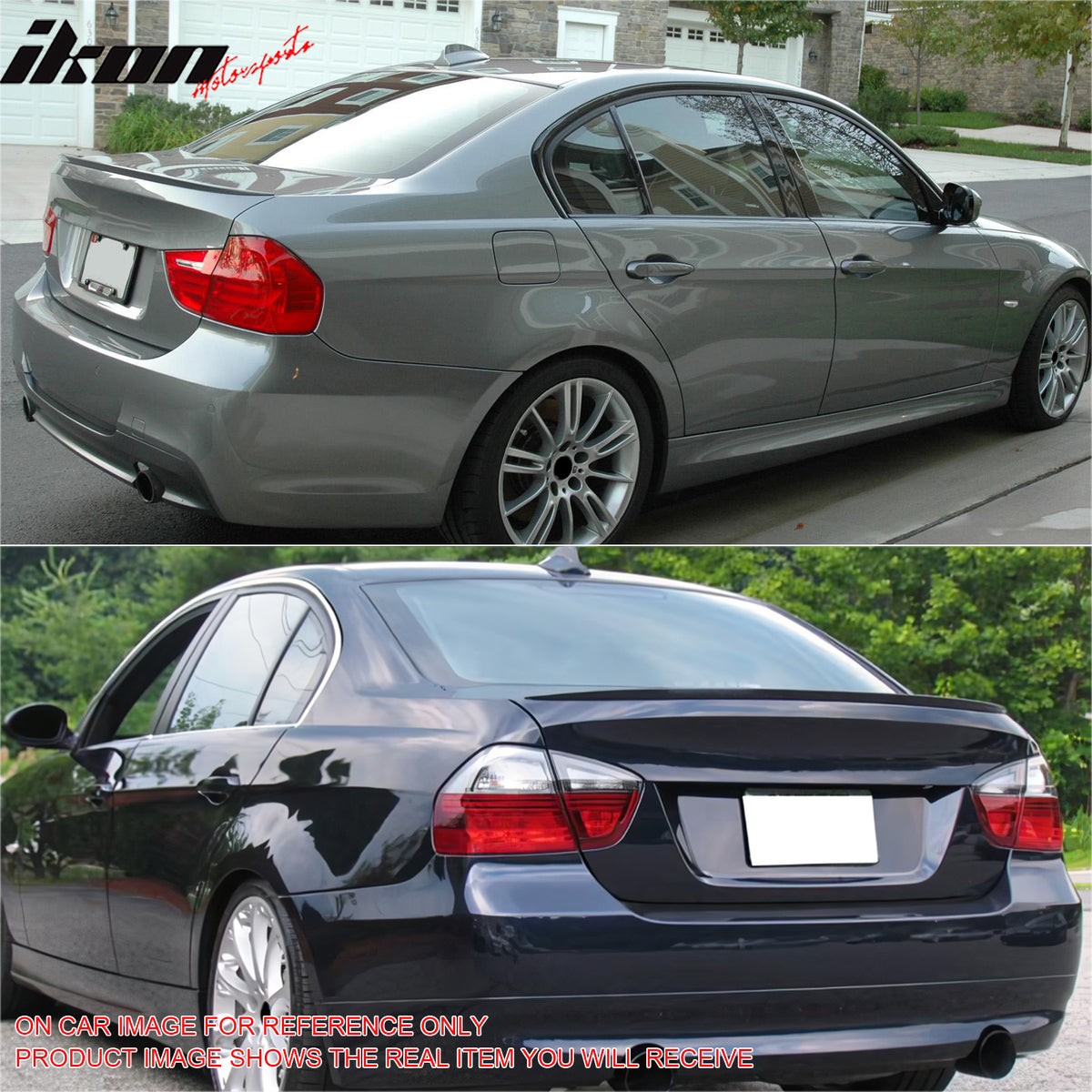 IKON MOTORSPORTS, Trunk Spoiler Compatible with 2006-2011 BMW E90 3 Series Sedan, M3 Style Painted #381 Lemans Blue Metallic ABS Plastic Rear Trunk Lid Spoiler Wing Lip