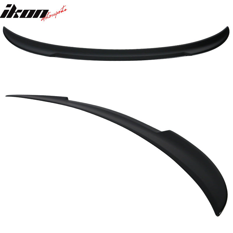 IKON MOTORSPORTS, Trunk Spoiler Compatible With 2006-2011 BMW M3 E90, 3 Series Sedan M4 Style Matte Black ABS Rear Boot Spoiler Wing, 2007 2008 2009 2010 2011 2012