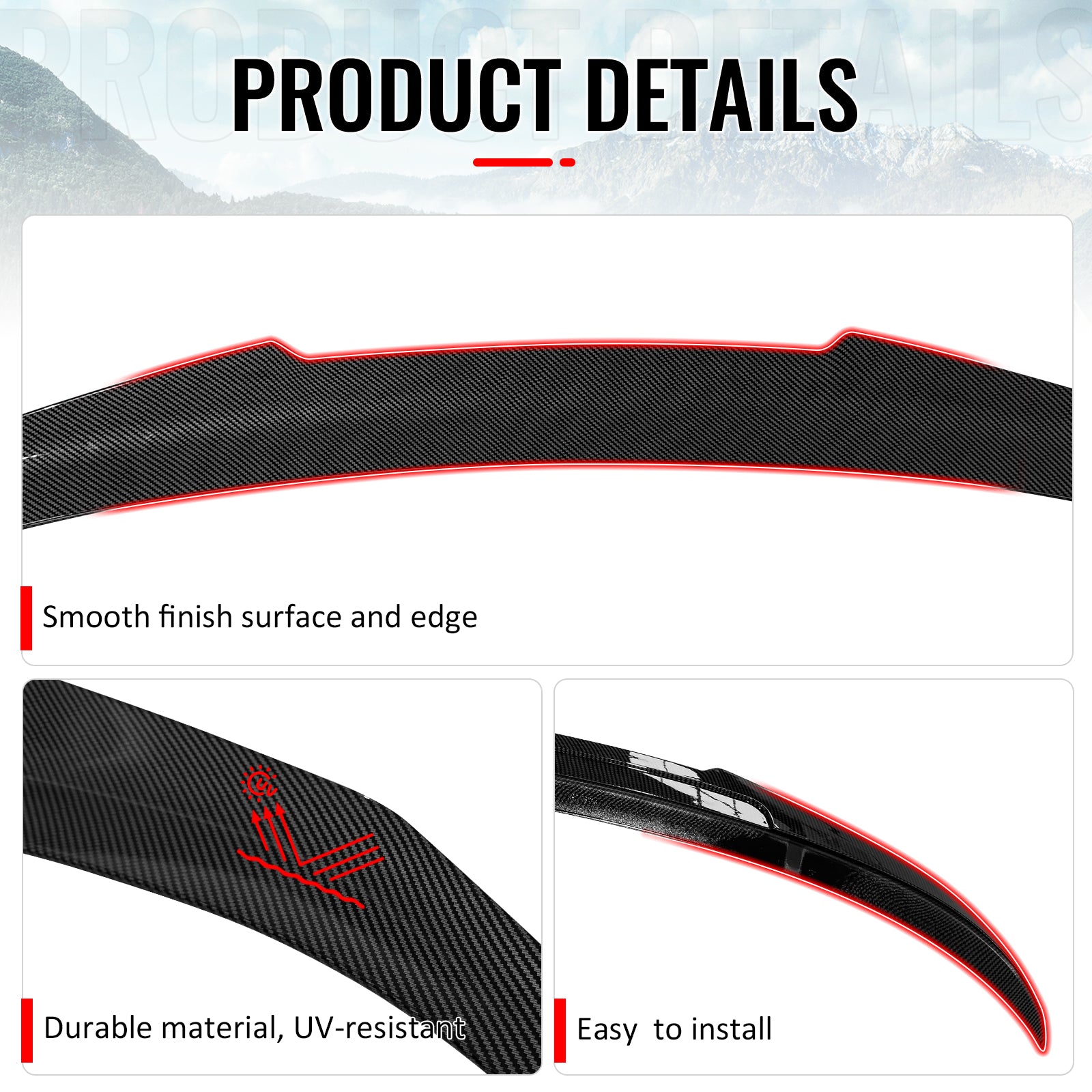 Fits 06-11 BMW E90 3-Series M3 Sedan PSM Style Trunk Spoiler Carbon Fiber Print