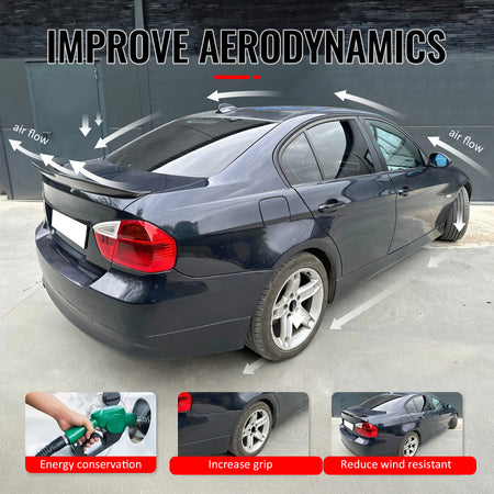 Fits 06-11 BMW E90 3-Series M3 Sedan PSM Style Trunk Spoiler Carbon Fiber Print