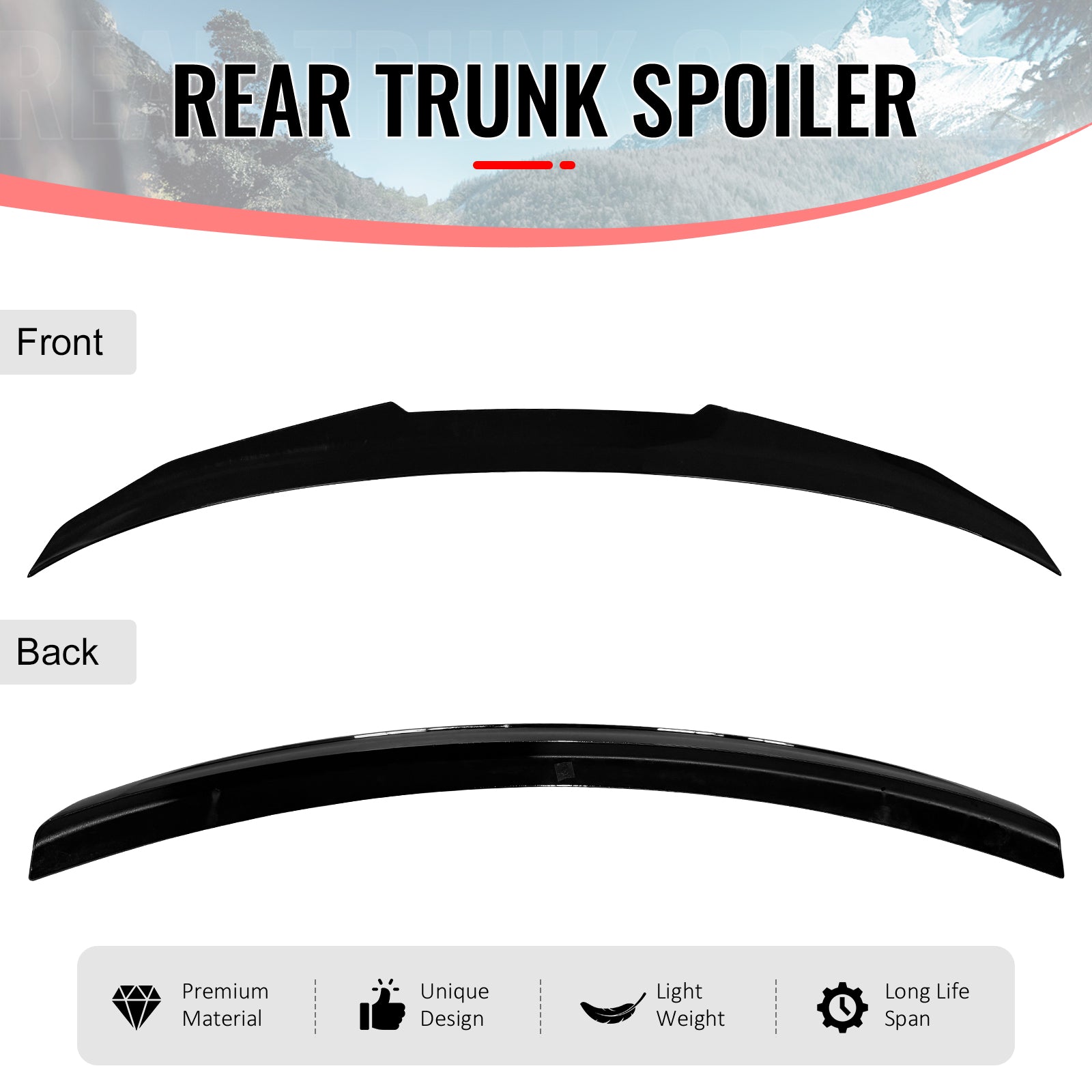 Fits 06-11 BMW E90 3-Series & M3 Sedan PSM Style Rear Trunk Spoiler Gloss Black