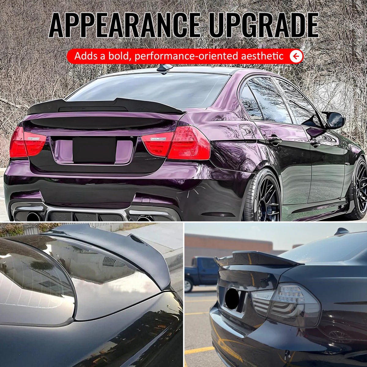 Fits 06-11 BMW E90 3-Series & M3 Sedan PSM Style Rear Trunk Spoiler Gloss Black