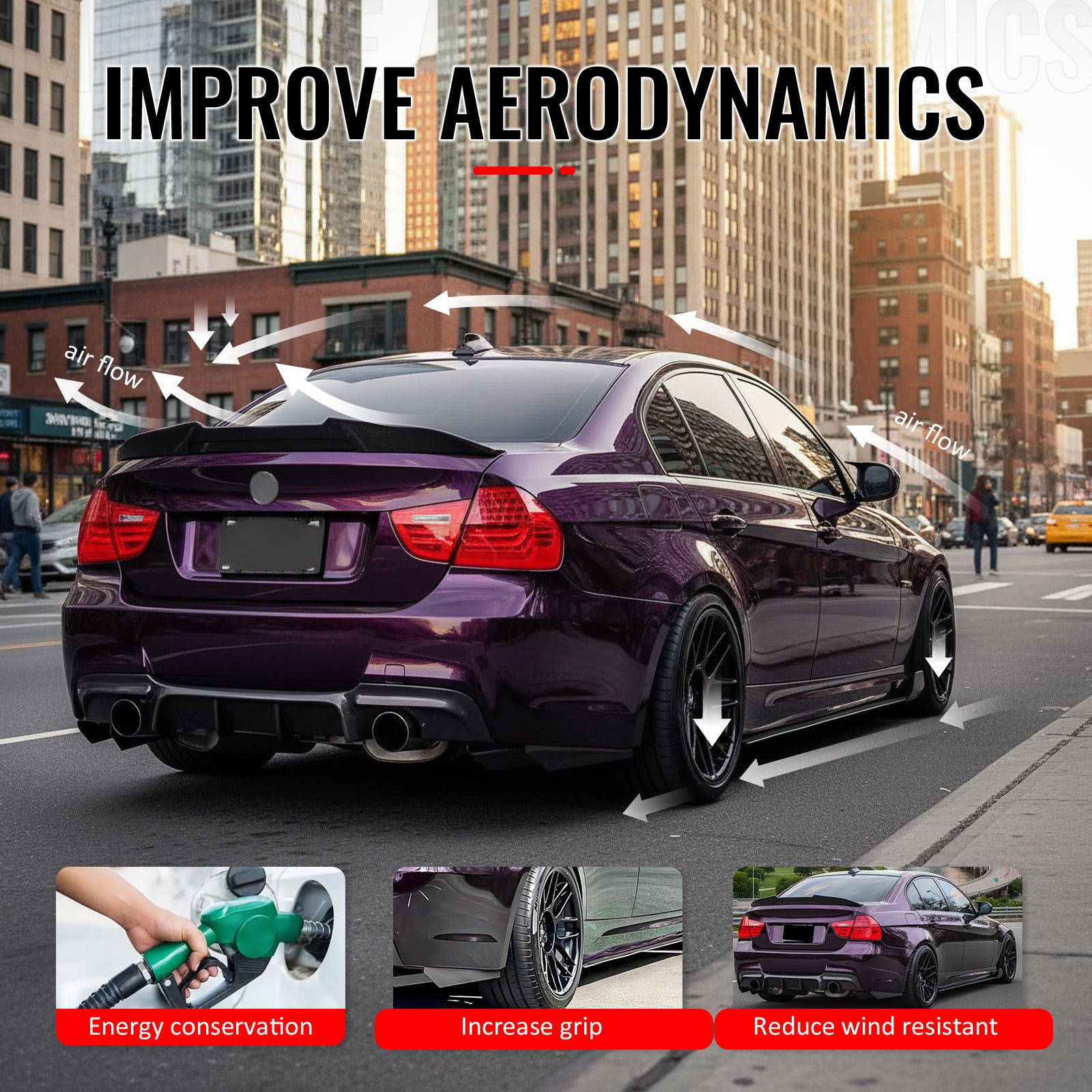 Fits 06-11 BMW E90 3-Series & M3 Sedan PSM Style Rear Trunk Spoiler Gloss Black