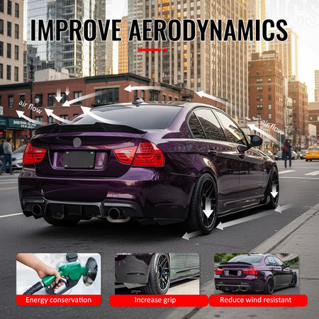 Fits 06-11 BMW E90 3-Series & M3 Sedan PSM Style Rear Trunk Spoiler Gloss Black