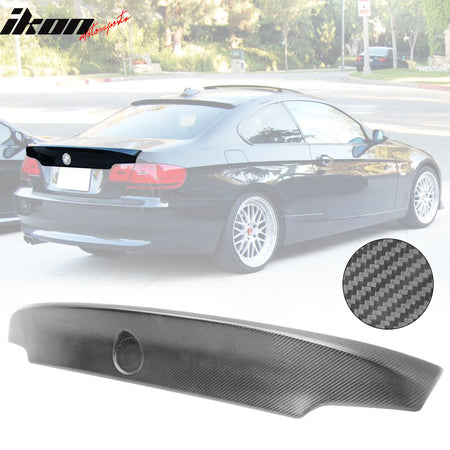 IKON MOTORSPORTS, Trunk Spoiler Compatible With 2007-2013 BMW E92 3 Series Coupe & M3 E92 Convertible , Matte Carbon Fiber CSL Style Rear Spoiler Wing, 2008 2009 2010 2011 2012