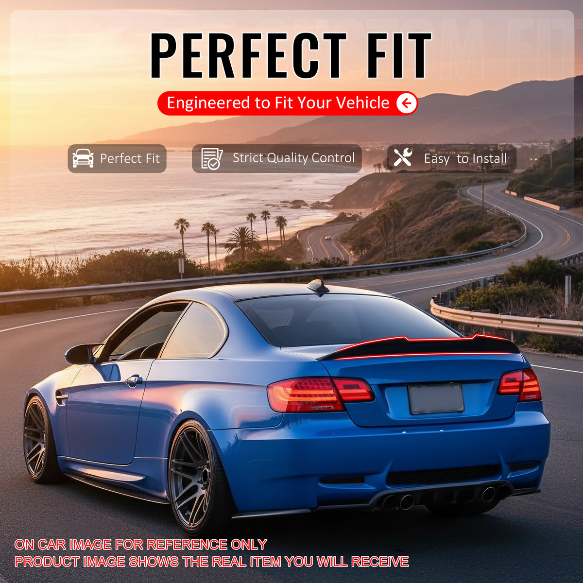 IKON MOTORSPORTS, Trunk Spoiler Compatible with 2007-2013 BMW E92 3-Series Coupe & M3 Coupe, Gloss Black PSM Style ABS Plastic Rear Trunk Lid Spoiler Wing Lip