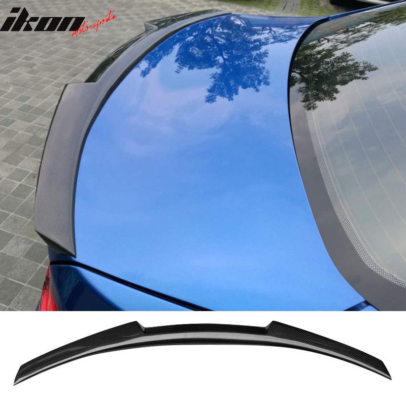 IKON MOTORSPORTS, Trunk Spoiler Compatible With 2007-2013 BMW 3-Series E92, Matte Carbon Fiber M4 Style Rear Spoiler Wing, 2008 2009 2010 2011 2012