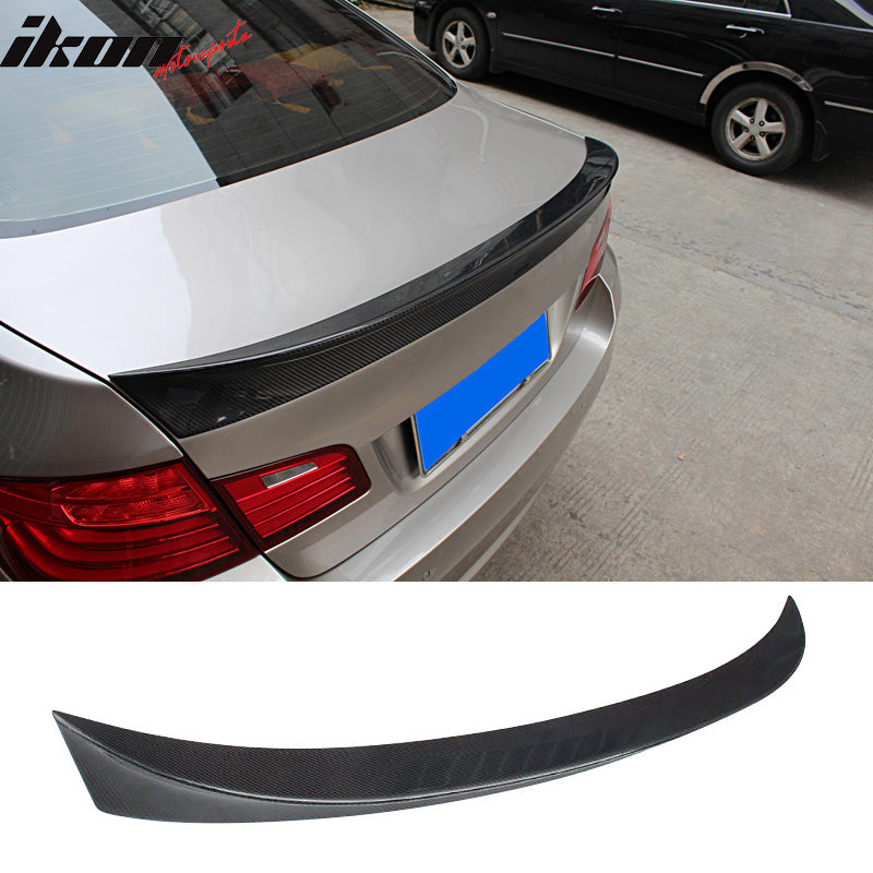 IKON MOTORSPORTS, Trunk Spoiler Compatible With 2011-2017 BMW 5-Series F10 , Matte Carbon Fiber AC Style Rear Spoiler Wing, 2012 2013 2014 2015