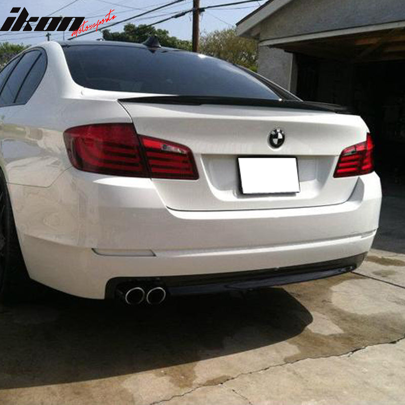 Pre-painted Trunk Spoiler Compatible With 2011-2017 BMW F10 5 Series, P Style Matte Black Painted ABS Trunk Boot Lip Spoiler Wing Add On Deck Lid By IKON MOTORSPORTS, 2012 2013 2014 2015