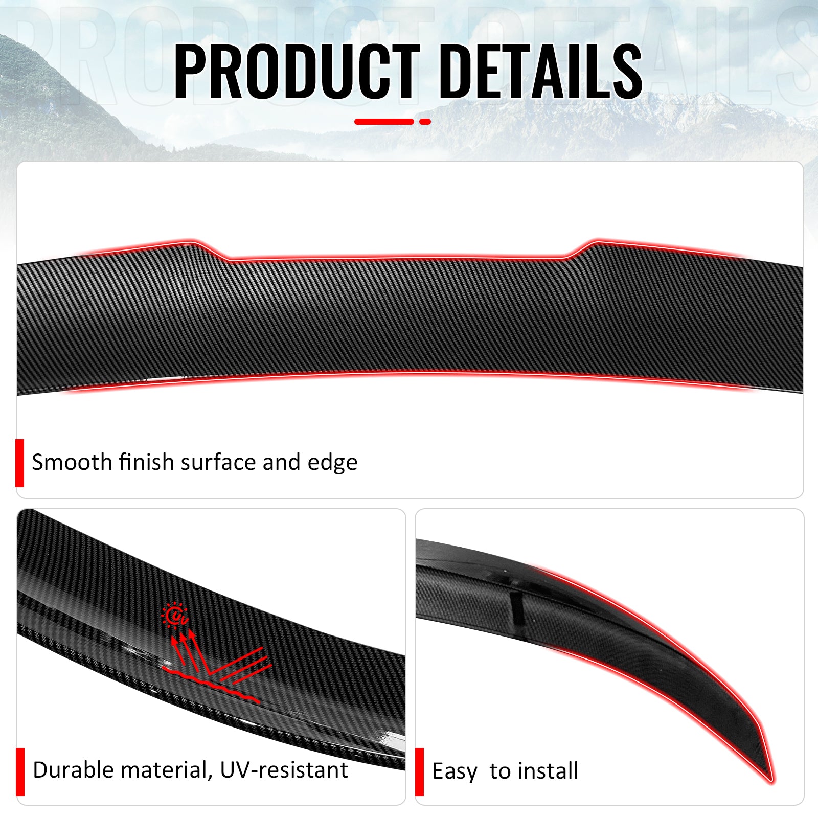 Fits 11-17 BMW F10 5-Series Sedan PSM Style Trunk Spoiler Lip Carbon Fiber Print