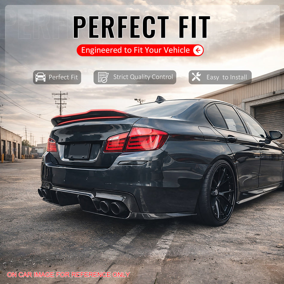 IKON MOTORSPORTS, Trunk Spoiler Compatible with 2011-2017 BMW F10 5-Series Sedan & M5 Sedan, Gloss Black PSM Style ABS Plastic Rear Trunk Lid Spoiler Wing Lip