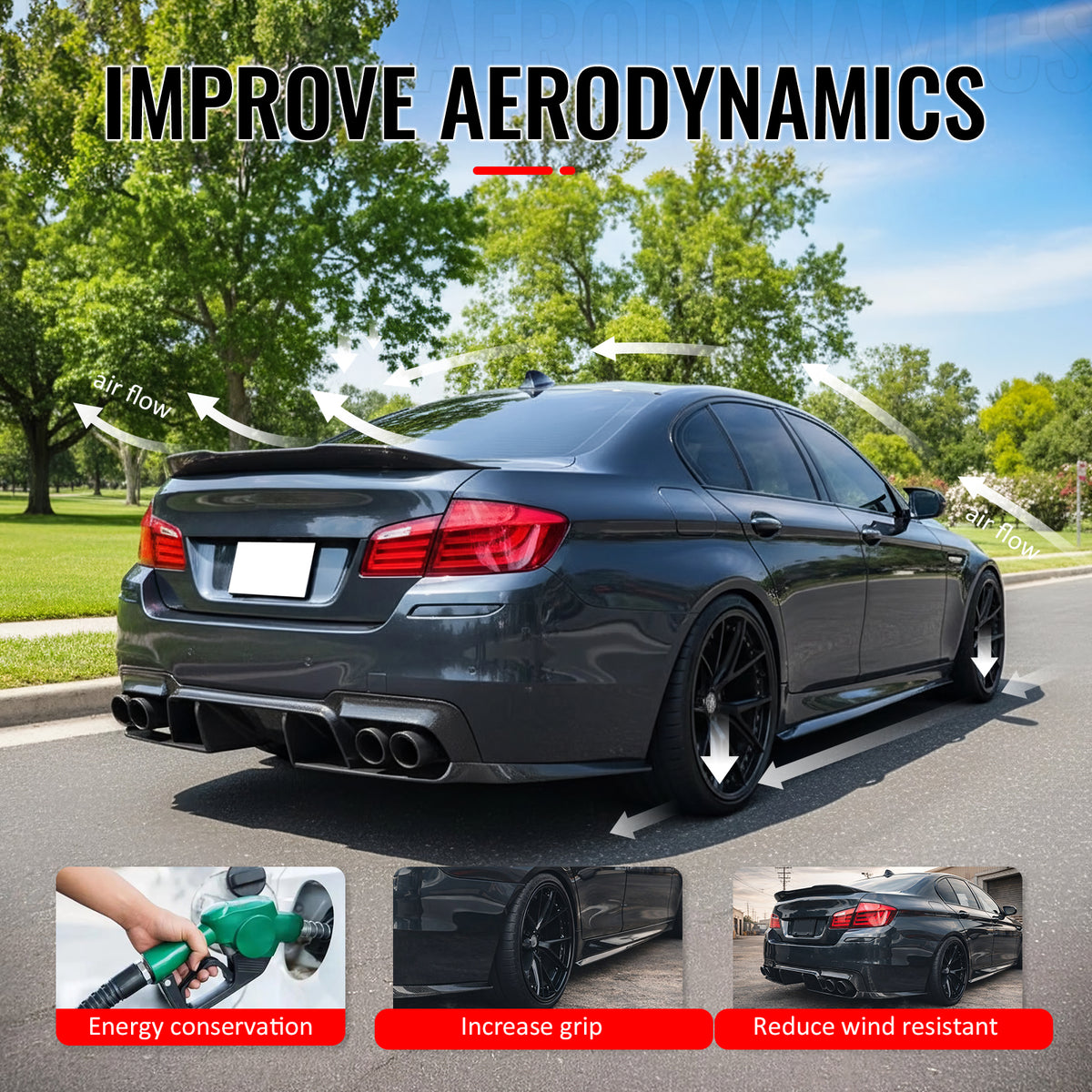 Fits 11-17 BMW F10 5-Series Sedan PSM Style Rear Trunk Spoiler Wing Gloss Black