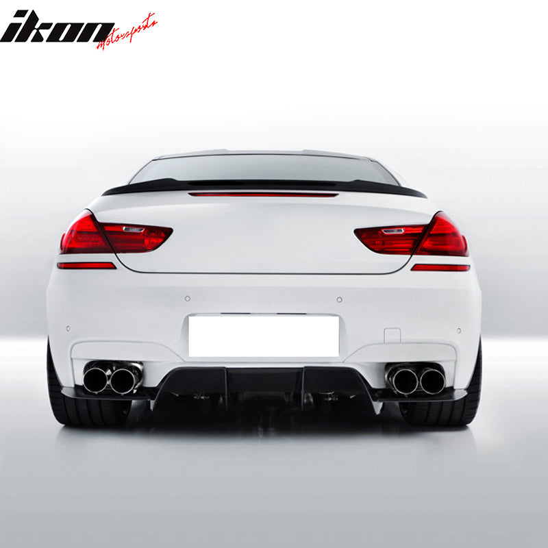 IKON MOTORSPORTS, Trunk Spoiler Compatible with 2012-2019 BMW F13 6 Series Coupe, V Style ABS Plastic Rear Trunk Lid Spoiler Wing Lip