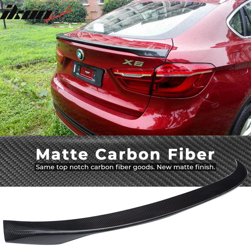 Fits 15-17 BMW X6 F16 P 2 Style Carbon Fiber CF Trunk Spoiler