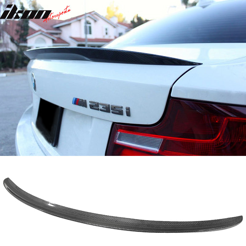 IKON MOTORSPORTS, Trunk Spoiler Compatible With 2014-2020 F11 2 Series , Matte Carbon Fiber P Style Rear Spoiler Wing, 2015 2016 2017 2018 2019