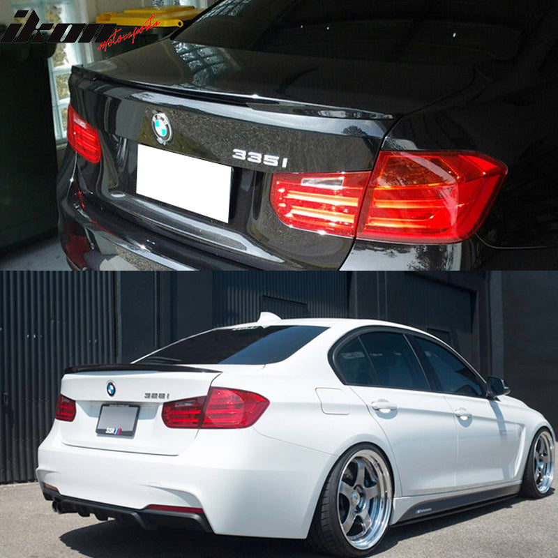 Pre-painted Rear Spoiler Wing for 2012-2018 BMW F30 3 Series, P Style ABS  Painted Matte Black Boot Lip Rear Spoiler Wing Add On Deck Lid Other Color  Available By IKON MOTORSPORTS, 2013
