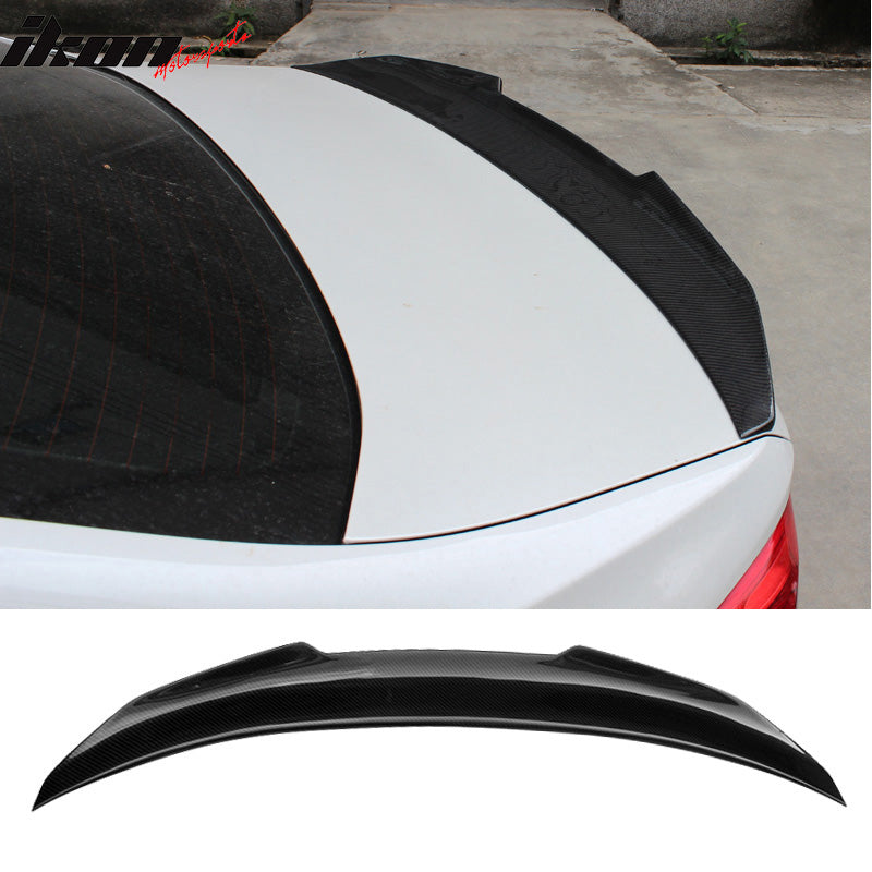 IKON MOTORSPORTS, Trunk Spoiler Compatible With 2012-2019 BMW F30 Sedan 3 Series F80 M3 , Matte Carbon Fiber PSM Style Rear Spoiler Wing, 2013 2014 2015 2016 2017 2018