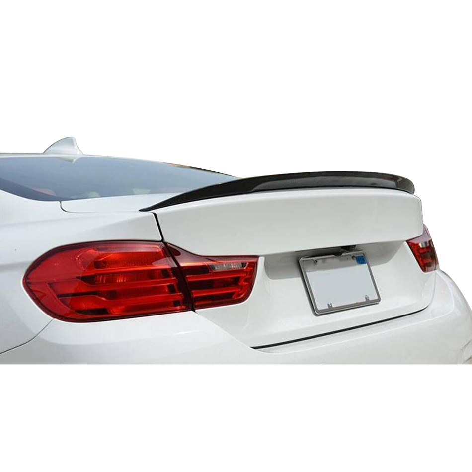 IKON MOTORSPORTS, Trunk Spoiler Compatible With 2014-2020 BMW 4-Series F32 Coupe , Matte Carbon Fiber P Style Rear Spoiler Wing, 2015 2016 2017 2018 2019