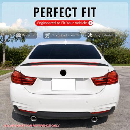 IKON MOTORSPORTS, Trunk Spoiler Compatible with 2014-2020 BMW F32 4 Series, P Style Painted #475, C4R Black Sapphire Metallic ABS Rear Trunk Lid Spoiler Wing Lip