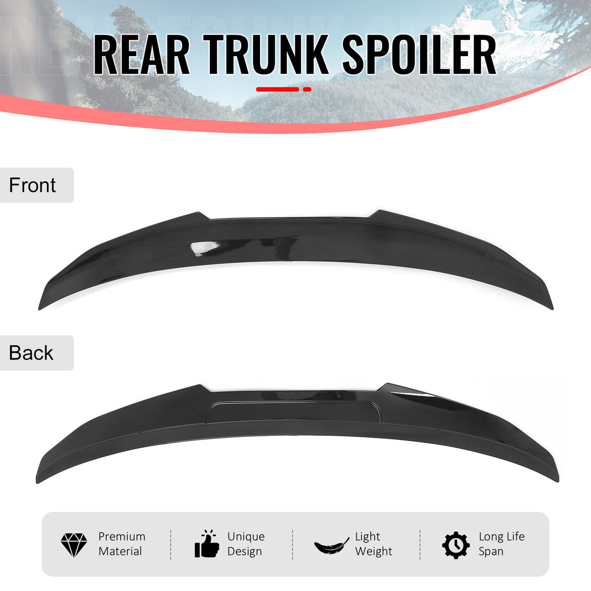 Fits 2014-2020 BMW 4-Series F83 M4 Convertible PSM Trunk Spoiler Gloss Black ABS