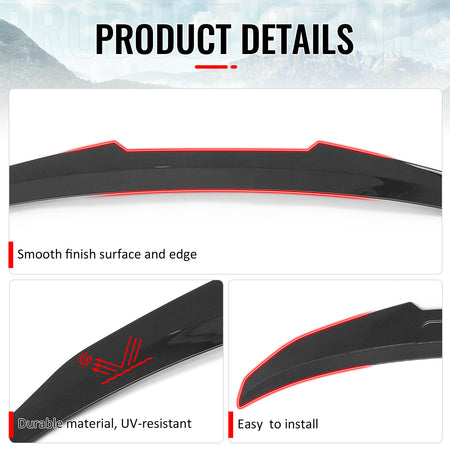 Fits 2014-2020 BMW 4-Series F83 M4 Convertible PSM Trunk Spoiler Gloss Black ABS