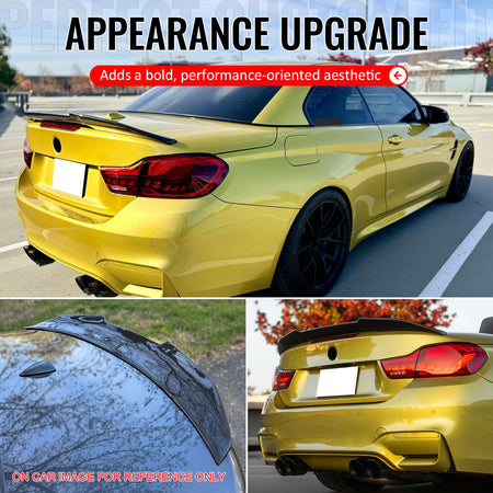 Fits 2014-2020 BMW 4-Series F83 M4 Convertible PSM Trunk Spoiler Gloss Black ABS