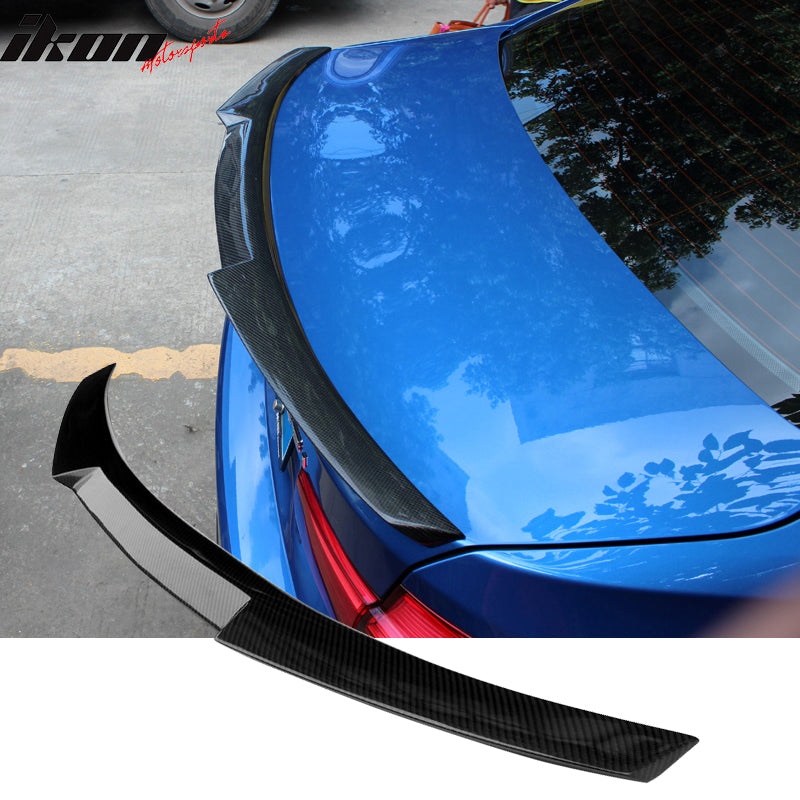 IKON MOTORSPORTS, Trunk Spoiler Compatible With 2014-2020 BMW 4-Series F33 Convertible F83 M4, Matte Carbon Fiber M4 Style Rear Spoiler Wing, 2015 2016 2017 2018 2019