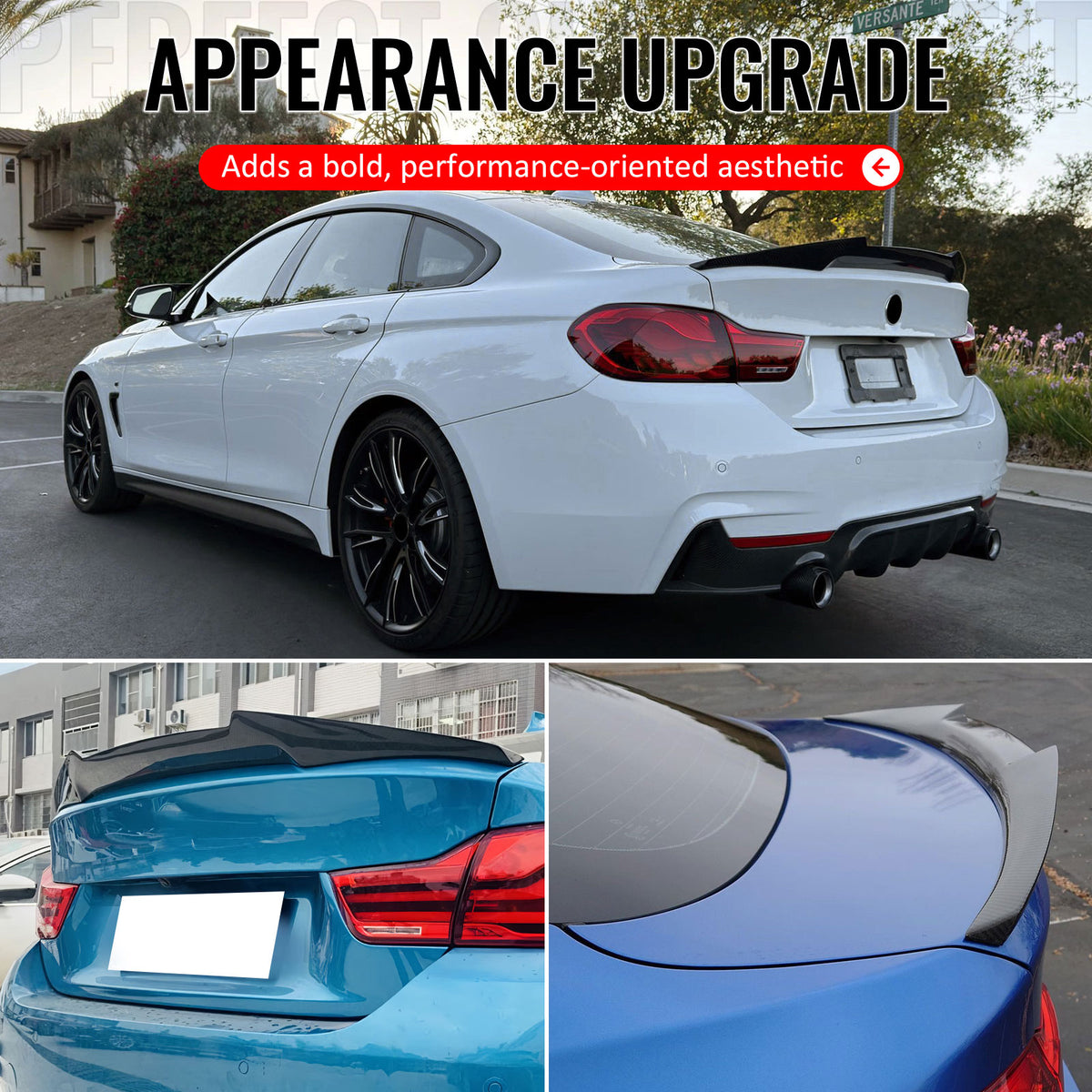 For 15-20 BMW F36 4-Series Gran Coupe M4 Style Trunk Spoiler Carbon Fiber Print