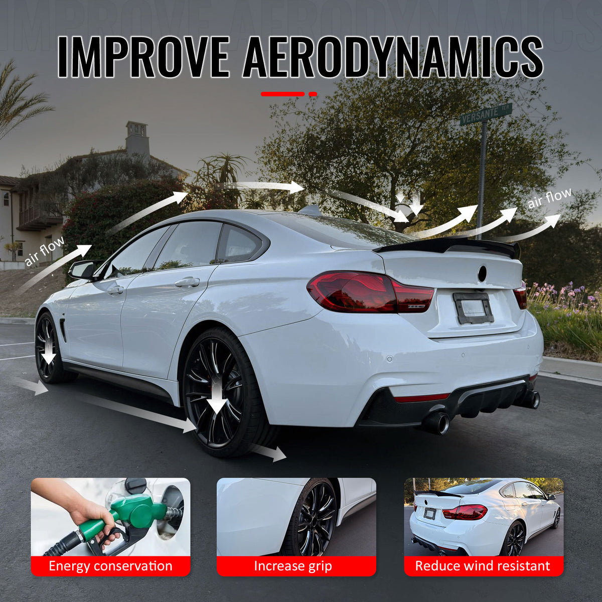 For 15-20 BMW F36 4-Series Gran Coupe M4 Style Trunk Spoiler Carbon Fiber Print