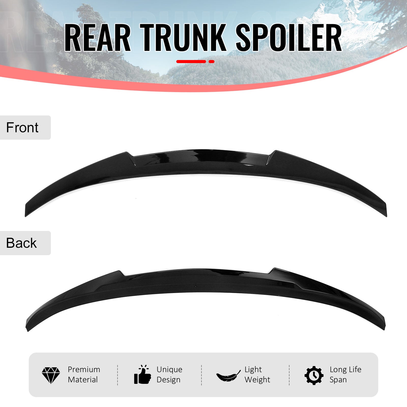 For 2015-2020 BMW F36 4-Series Gran Coupe M4 Style Trunk Spoiler Gloss Black ABS