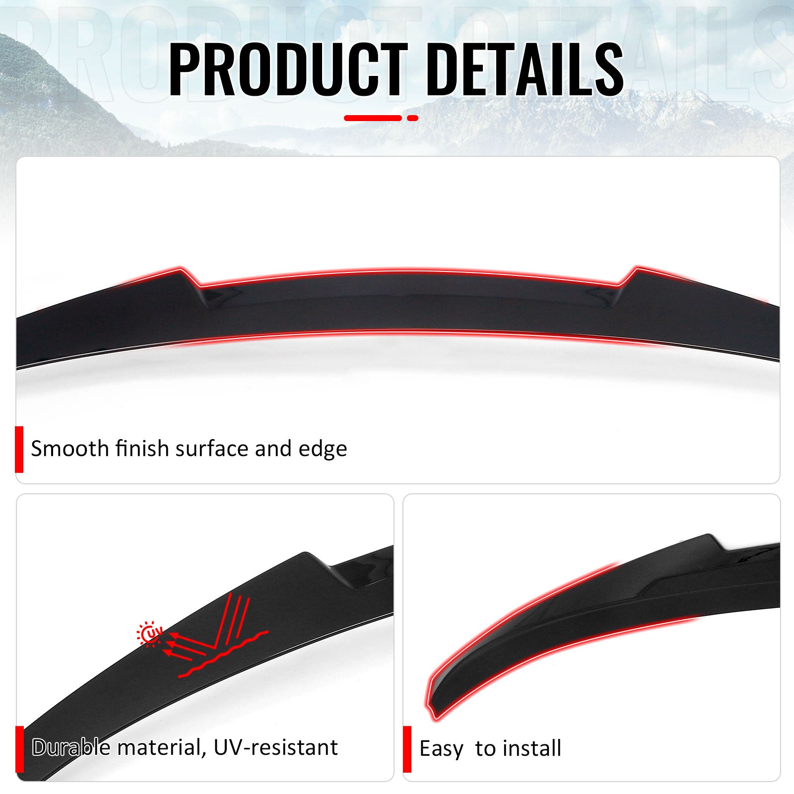 For 2015-2020 BMW F36 4-Series Gran Coupe M4 Style Trunk Spoiler Gloss Black ABS