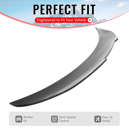 IKON MOTORSPORTS, Trunk Spoiler Compatible with 2015-2020 BMW F36 4 Series Gran Coupe Only, PSM Style Gloss Black ABS Plastic Add-on Duckbill Rear Trunk Lid Spoiler Wing Lip 1Piece