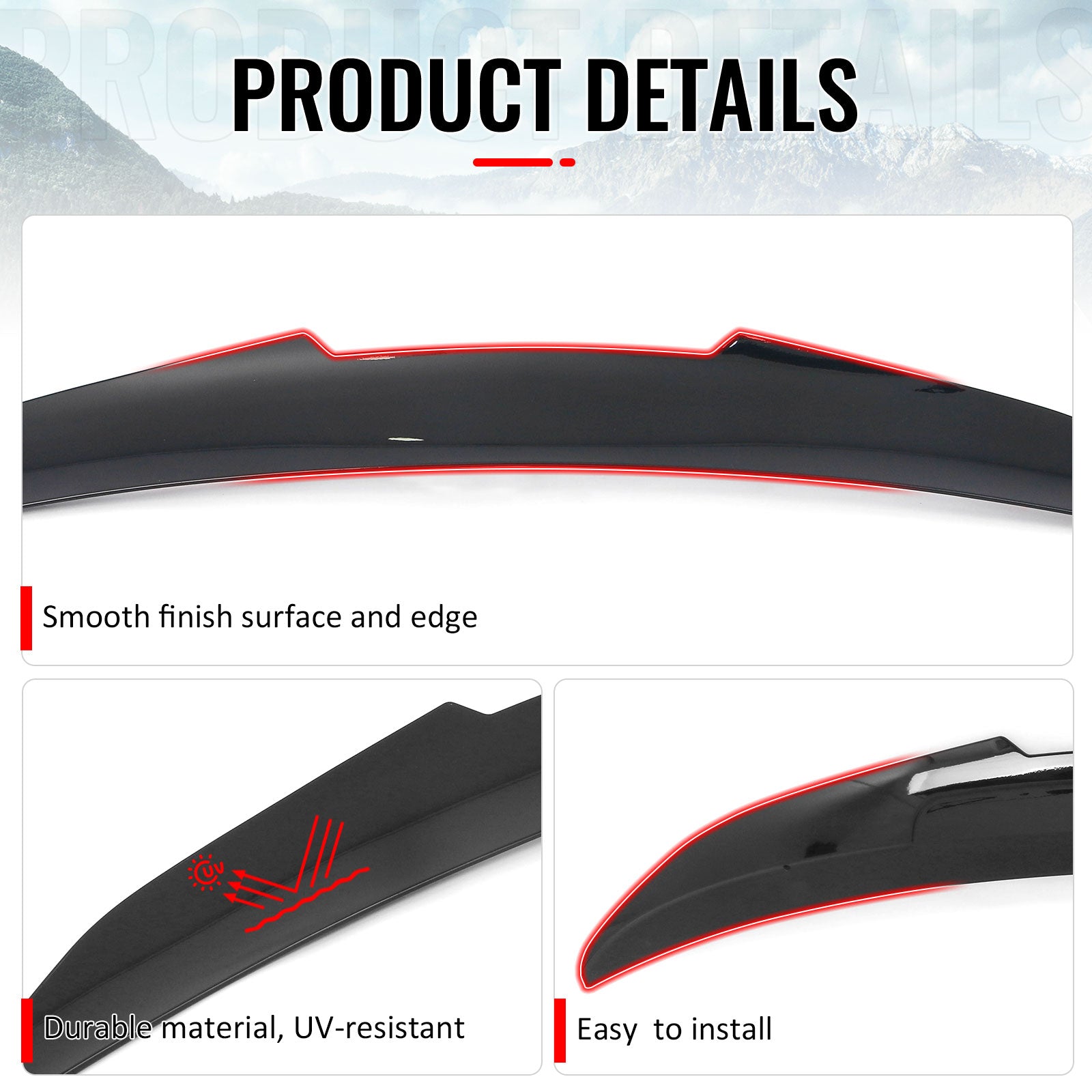 Fits 2015-2020 BMW F36 4-Series Gran Coupe PSM Trunk Spoiler Gloss Black ABS