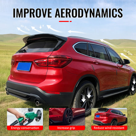 Fits 16-22 BMW X1 F48 IKON Style Gloss Black Rear Window Roof Spoiler Wing ABS