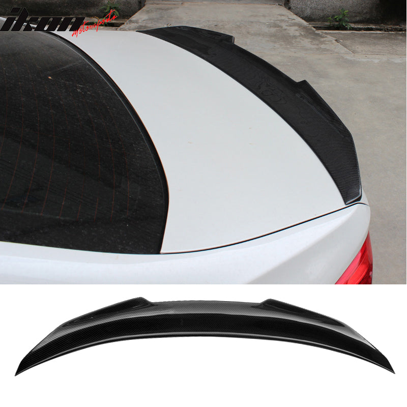 IKON MOTORSPORTS, Trunk Spoiler Compatible With 2015-2020 BMW 4-Series F82 M4 , Matte Carbon Fiber PSM Style Rear Spoiler Wing, 2016 2017 2018 2019