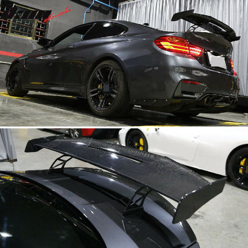 IKON MOTORSPORTS, Trunk Spoiler Compatible With 2015-2020 BMW M3 F80 M4 F82 F83, Matte Carbon Fiber MAD Style Rear Spoiler Wing, 2016 2017 2018 2019