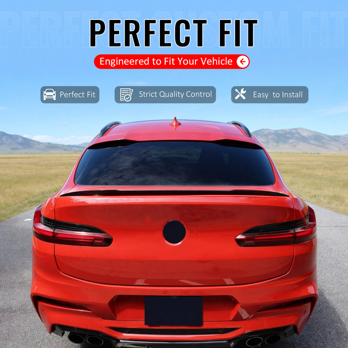Fits 2019-2025 BMW X4 G02 X4M F98 IKON Style Gloss Black Trunk Spoiler ABS