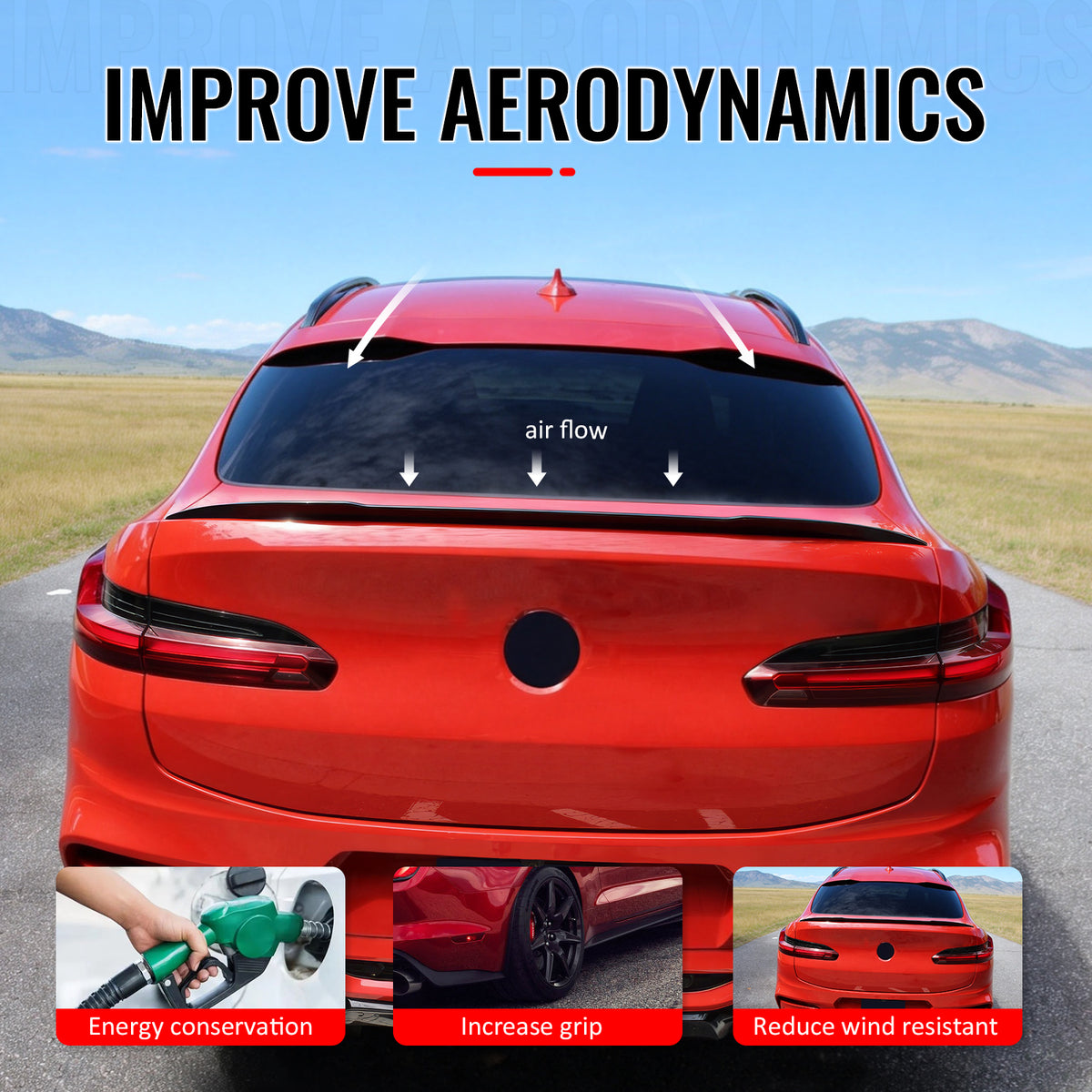 Fits 19-25 BMW X4 G02 X4M F98 IKON Style Rear Trunk Spoiler Wing Gloss Black ABS