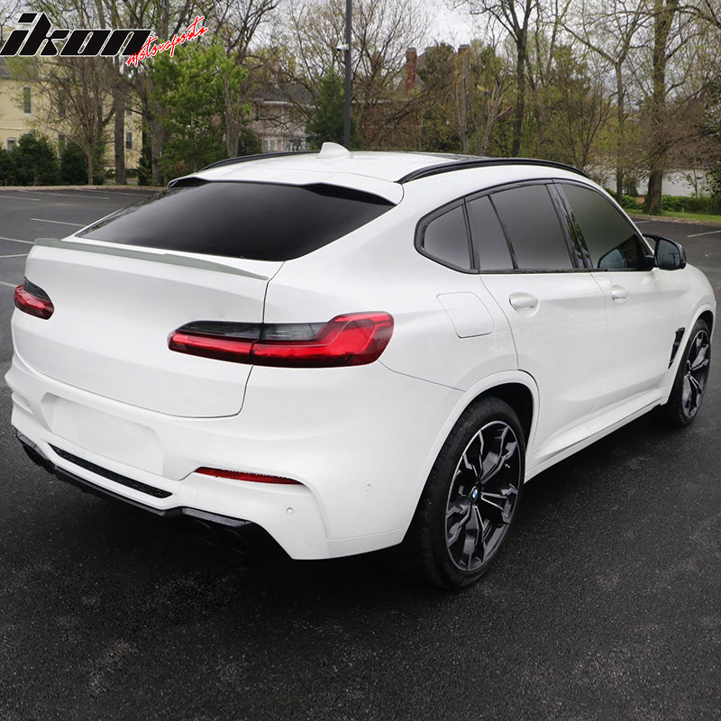 IKON MOTORSPORTS, Rear Trunk Spoiler Compatible With 2018-2023 BMW G02 X4, Performance Style Unpainted ABS Rear Tail Spoiler Wing Lip Added on Bodykit Replacement, 2019 2020 2021 2022