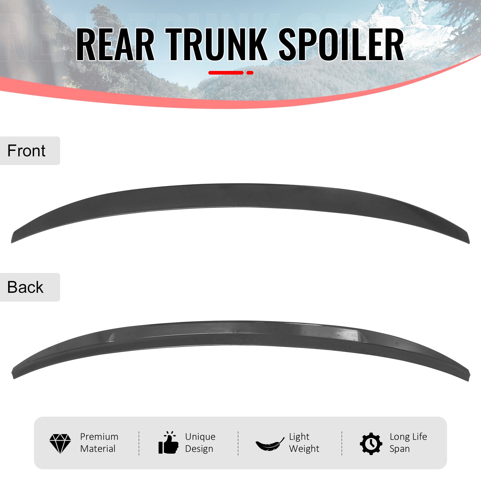 Fits 16-22 BMW G11 G12 7-Series 740i 745e IKON Trunk Spoiler Unpainted Black ABS